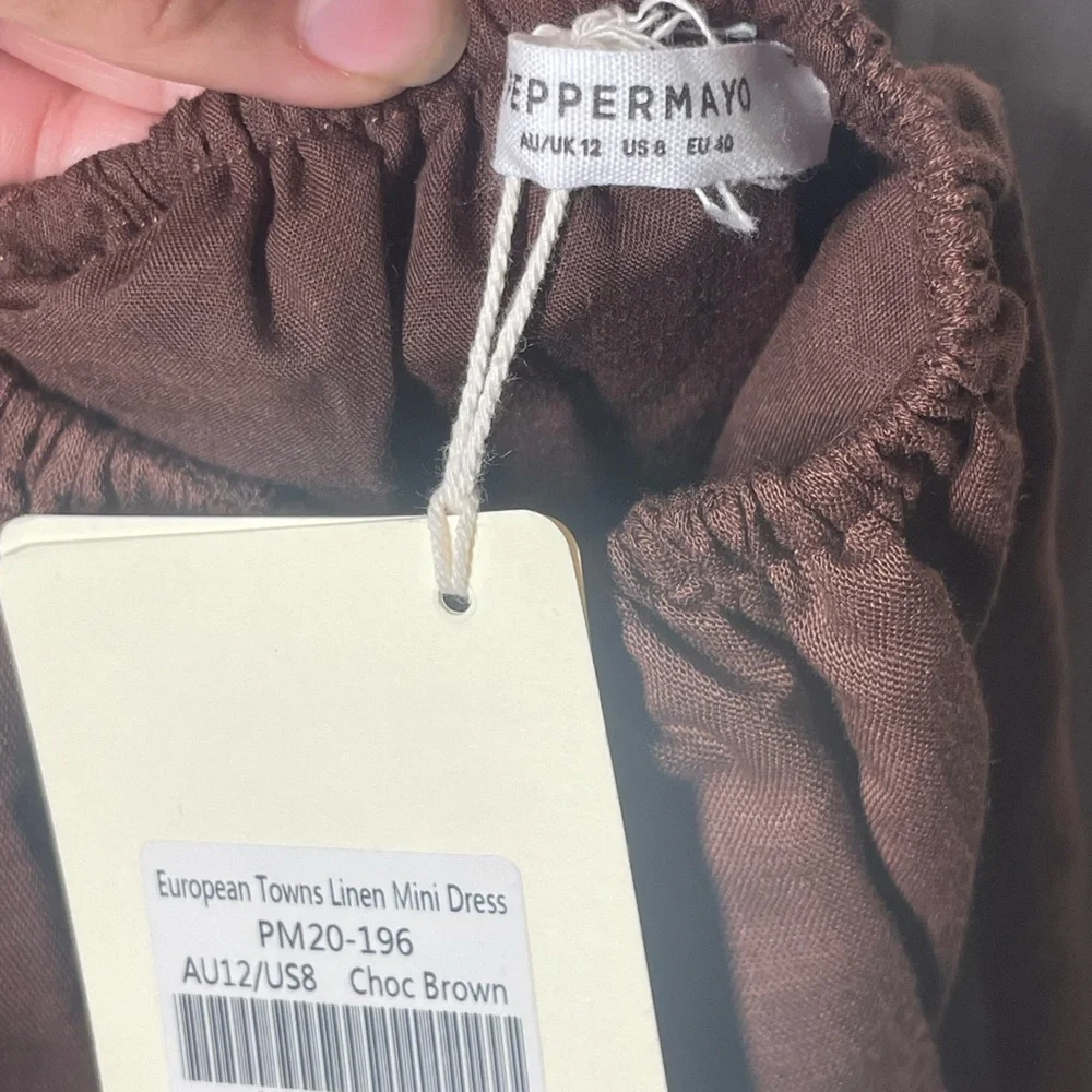 Peppermayo - Linen Mini Dress - Choc Brown - Picture 6 of 10